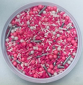 Party In Pink Confetti Mix Edible Party Sprinkles- You Pick The Amount - Picture 1 of 1