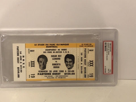 Sugar Ray Leonard Vs Duran June 20 1980 FULL Boxing Ticket PSA 9 Cover