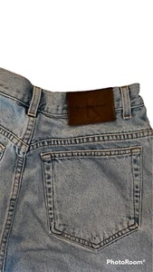 VINTAGE 1990’s Calvin Klein Denim Shorts High Waist Size 14 Enzyme Wash - Picture 1 of 8