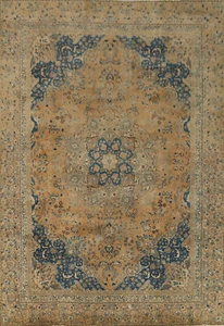 Traditional Wool Rust Muted Room Size Area Rug Vintage Hand-made Carpet 8x12 - Picture 1 of 21