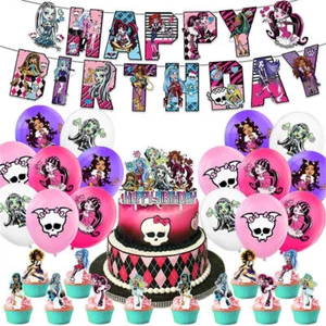 Suministros de fiesta de cumpleaños para niños con temática Monster High adornos pancarta globos decoración - Imagen 1 de 7