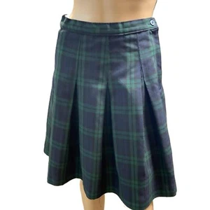 Becky Thatcher Green Plaid A-Line Skirt School Girl Size 14 VTG Preppy Academia - Picture 1 of 16