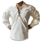 Scottish Cream / off White Jacobite Ghillie Kilt Shirt with Leather Cord Sizes