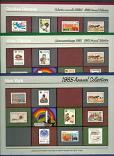 UNITED NATIONS 1985 YEARSETS w/souvenir folder, NY, Geneva & Vienna