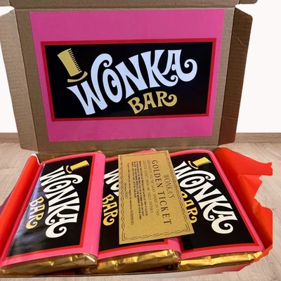 Tavoletta Cioccolato Wonka + Cesto Biglietto Oro Compleanno Natale Pasqua Regalo Galassia