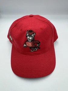 Vintage 90s NC State Wolfpack Hat Mens Wool Blockhead Snapback American Needle - Picture 1 of 11