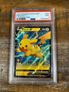 POKEMON 2020 BSP Promo V Powers Tins PIKACHU V #063 PSA 9 Mint RARE - Picture 1 of 2