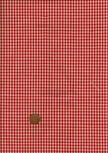 100% Cotton Light Woven Fabric Gingham Check Red White Christmas Crafts - Picture 1 of 1