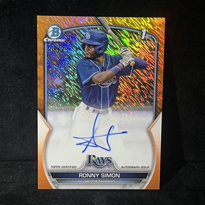 RONNY SIMON 2023 Bowman Chrome Orange Shimmer Refractor 1st RC Auto 08/25 CPA-RS - Image 1 of 2