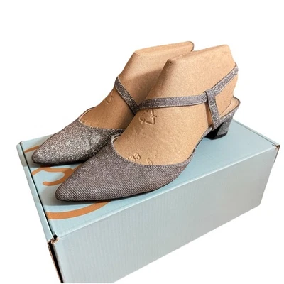 Zapatos de salón LifeStride para mujer talla 7,5 peltre brillo minimalista con cordones tacón de gatito Foto 1 de 4