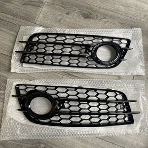 Audi A4 B8 2008-2011 S-line Front Bumper Honeycomb Foglight Grilles Grills 2x - Picture 1 of 6