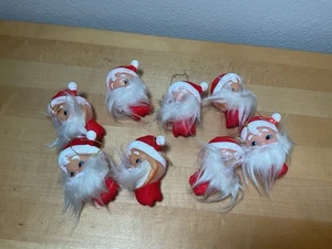 8 Vintage Santa Gesicht Kopf Bart Weihnachten Kunststoff Licht Abdeckungen Ornamente Japan - Bild 1 von 6