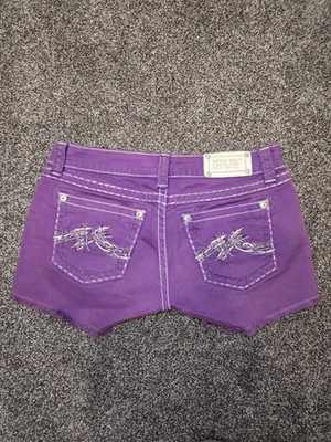 Miss Me Y2K Women's Purple Cut Off Denim Bling Pocket Low Rise Shorts Size 28 - Image 1 of 4
