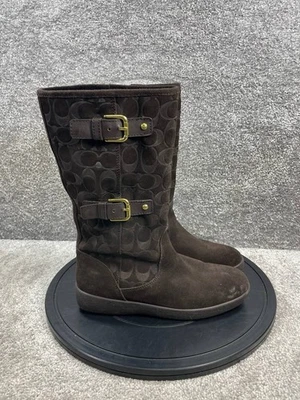 Botas Coach Y2k para mujer talla 9 B Tinah marrón gamuza logotipo de firma Foto 1 de 4