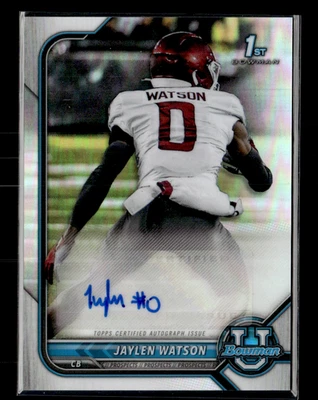 Jaylen Watson 2021 Bowman Chrome Refractor Auto - Image 1 of 2