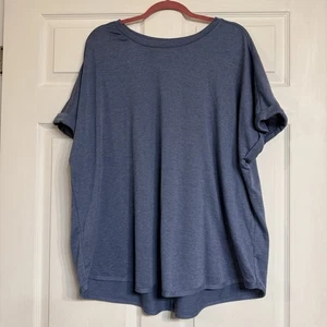Como Vintage 2X Oversized Blue Short Sleeve Tunic Tee Soft Stretchy - Picture 1 of 6