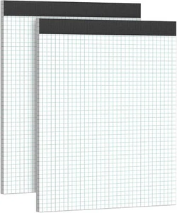 Graph Paper Notebook 8.5 x 11 Grid Paper Pad Quad Ruled, 2 Pack, 30 Sheets pad - Picture 1 of 7