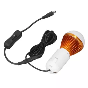 E27 Ball Bulb Spiral LED Solar White Light For Camping Tent 12V 5W With DC Line - Picture 1 of 12