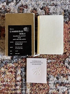 White Cambridge KJV King James Moroccoette Leather 23 carat Gold Edges Crystal - Foto 1 di 13