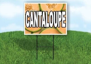 CANTALOUPE WITH CANTALOUPE BACKGROUND Plastic Yard Sign ROAD SIGN with Stand - Picture 1 of 5