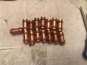 Lot Of 15. Mueller Streamline Press Copper Coupling with Stop 1/2" PF10145 - Picture 1 of 3
