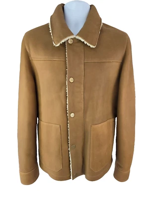 UGG Genuine Leather Shearling Sheepskin Worker Trucker Snap Button Jacket M - Image 1 of 4