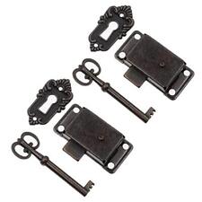 Kyuionty 2 Sets Skeleton Key Lock Decorative Antique Brass Cabinet Lock with ...