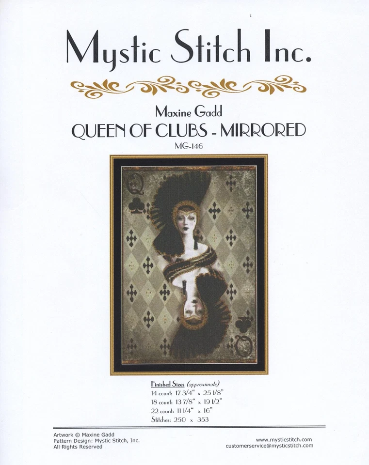 Mystic Stitch Inc. Cross Stitch Pattern "QUEEN OF Clubs Mirrored" MG-149 - Image 1 of 1