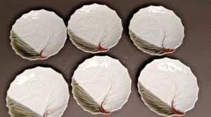Set of 6 Hand-Painted Japanese 5 Inch Plates – Leaf Design, Gold Accents - Picture 1 of 6