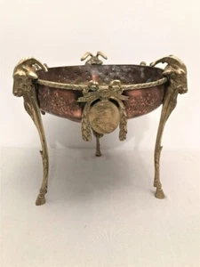 Antique French Louis XVI Bronze Copper Table Centrepiece Ram Feet Floral Reliefs - Picture 1 of 10