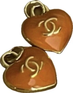 Chanel Orange Herz CC Charm Anhänger (21mm) 4 Charms - Bild 1 von 15