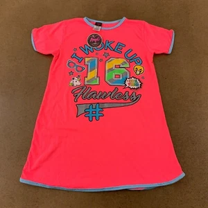 Angel Face Girls Size 14 Neon Pink I Woke Up Flawless Graphic Night Shirt New - Picture 1 of 8