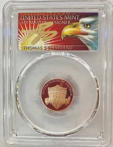 2022 S 1C Lincoln Cent PCGS PR70RD DCAM FDOI Thomas Cleveland Eagle Hand Signed - Picture 1 of 10