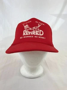 Cappello camionista vintage in pensione berretto snapback maglia retro umorismo rosso senza telefono senza preoccupazioni - Foto 1 di 9
