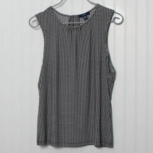 Chaps Damen Fischgrät schwarz ärmellos Reißverschluss hinten Poly Jersey Strick Tunika Top XL - Bild 1 von 8