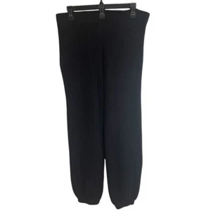 Stitch & Pine Black Ribbed Knit pull on lounge pants size medium emo goth - Picture 1 of 6