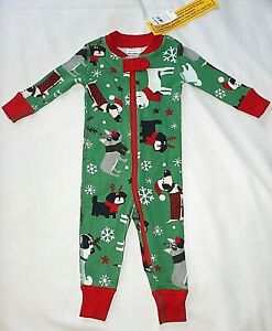 Hanna Andersson Organic Green Holiday Snowflake Dog Sleeper size 60 (3-6 Month) 