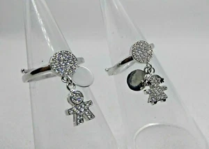 Anello Bebè-Boy & Girl in Argento 925/1000 Rodiato con Zirconi Extra Bianchi - Foto 1 di 10