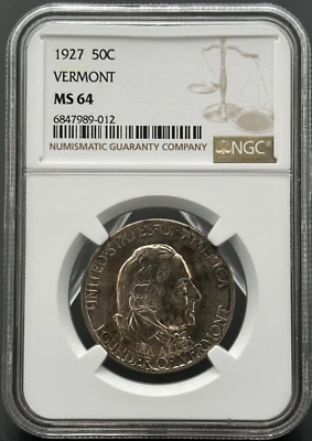 1927 Vermont Commemorative 90% Silver Half Dollar NGC MS 64 - Image 1 of 4