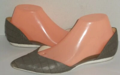 VINCE Tara D’orsay Pointy Toe Ballet Flat Embossed Leather Taupe Grey 39 EU 8 US - Image 1 of 4