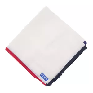 NWT RODA Lightweight Cotton-Silk Pocket Square with Contrasting Quadrant Border - Picture 1 of 4