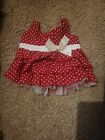 Build a Bear Dress, Fancy Red with white  dots,white Bow.  BSk2