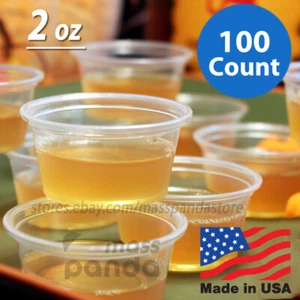 100ct 2 oz Dart Medium Jelly Shot Portion Cups with Lids Option, Clear Plastic - Picture 1 of 5