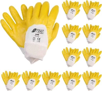 Nitras 03400 Nitrilhandschuhe 72 Paar Strickbund gelb teilbeschichtet Gr 8-11 - Bild 1 von 4