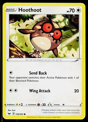 Hoothoot SWSH01: Sword & Shield Base Set #143/202 Common - Image 1 of 2