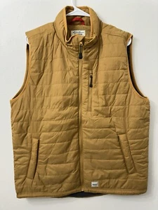 Eddie Bauer Workwear Down Insulated Puffer Vest Mens Large Tan Full Zip - Picture 1 of 8