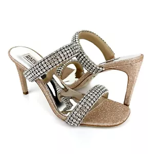 Badgley Mischka Women's Sade Jeweled Double Band Heeled Sandals Gold Size 7.5 - Picture 1 of 8