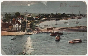 Letonia RIGA Lastre Damm View РИГА Балластная Плотина Vintage Color PC 1910s - Imagen 1 de 2