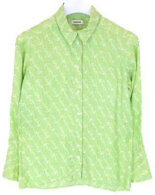 Chemise Cayetana SANDRO Femme Petite Imprimé Flottant Boutonnée Soie Verte - Photo 1/4