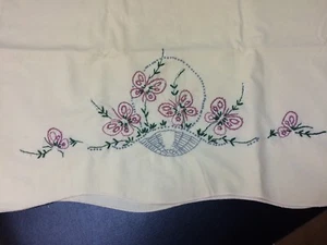 Yellow Embroidered Butterfly Basket Pattern Pillowcase 20x30 Polycotton - Picture 1 of 5